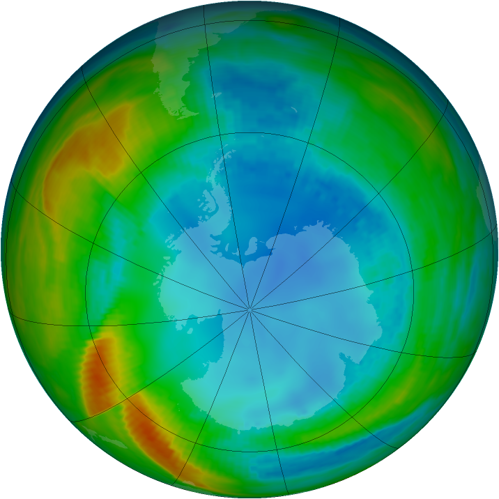 Antarctic ozone map for 08 August 1987